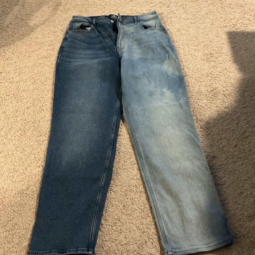 Hollister Ultra High Rise Vintage Straight Jeans Two Tone Split Denim 9S Y2K